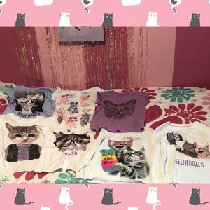 Lot of 7 size 7-8 gently used cat graphic tees